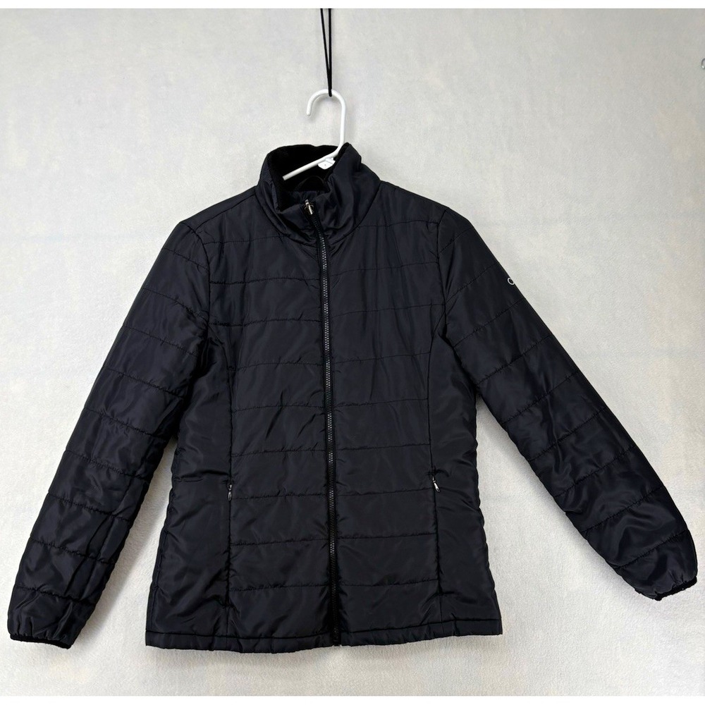 Calvin Klein Puffer Jacket Black Quilted Full Zip Lined Long Sleeve Women's S